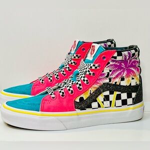 Vans Palm Tree Checkerboard Customs Sk8-Hi